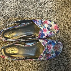 Womens LifeStride Mimosa 2 Purple multicolor wedge sandal worn a couple times